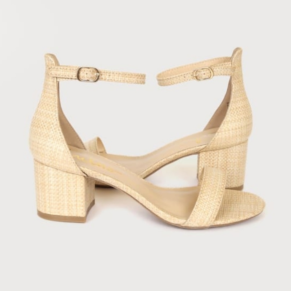 Lulu's Raffia Natural Ankle Strap Heels